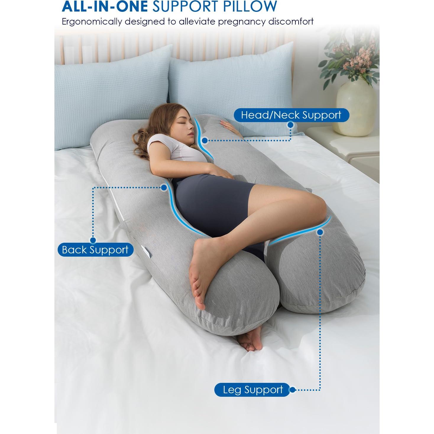 Almohada de Embarazo QUEEN ROSE 139,7 cm Gris con Funda de Seda