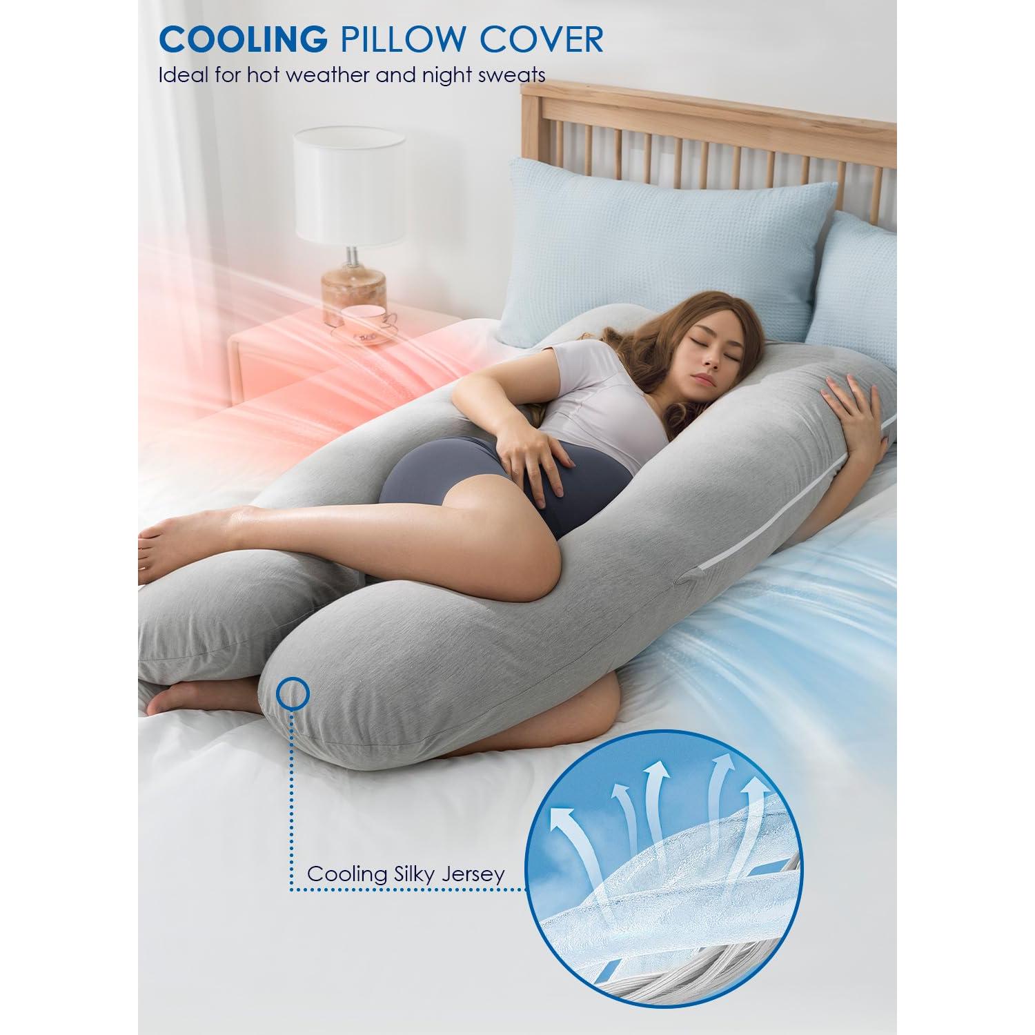 Almohada de Embarazo QUEEN ROSE 139,7 cm Gris con Funda de Seda