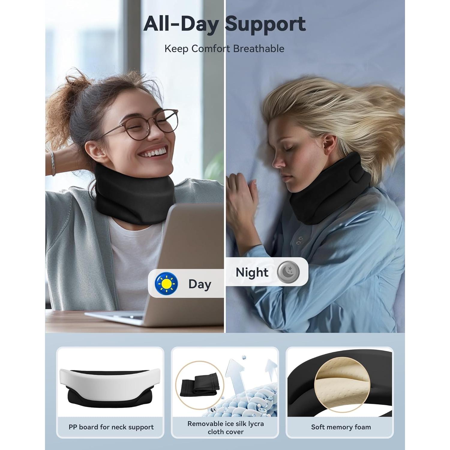 Collarín Cervical Qwnccet Negro Mediano 32-40.6 cm Soporte