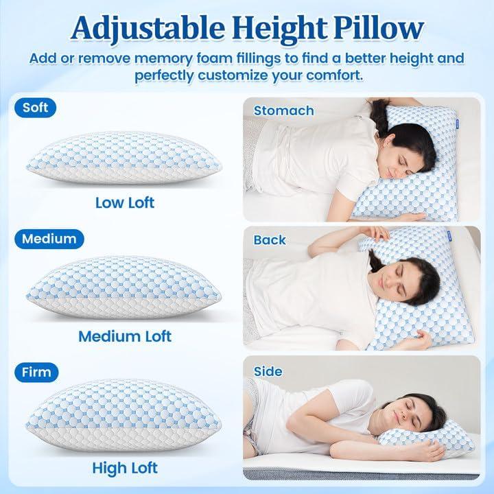Almohada Ajustable CloudBliss Espuma Viscoelástica Queen