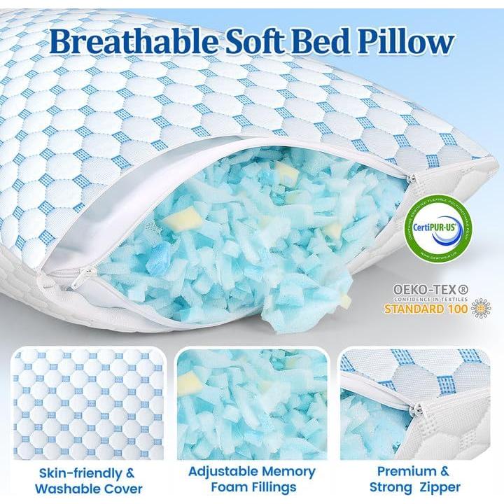 Almohada Ajustable CloudBliss Espuma Viscoelástica Queen