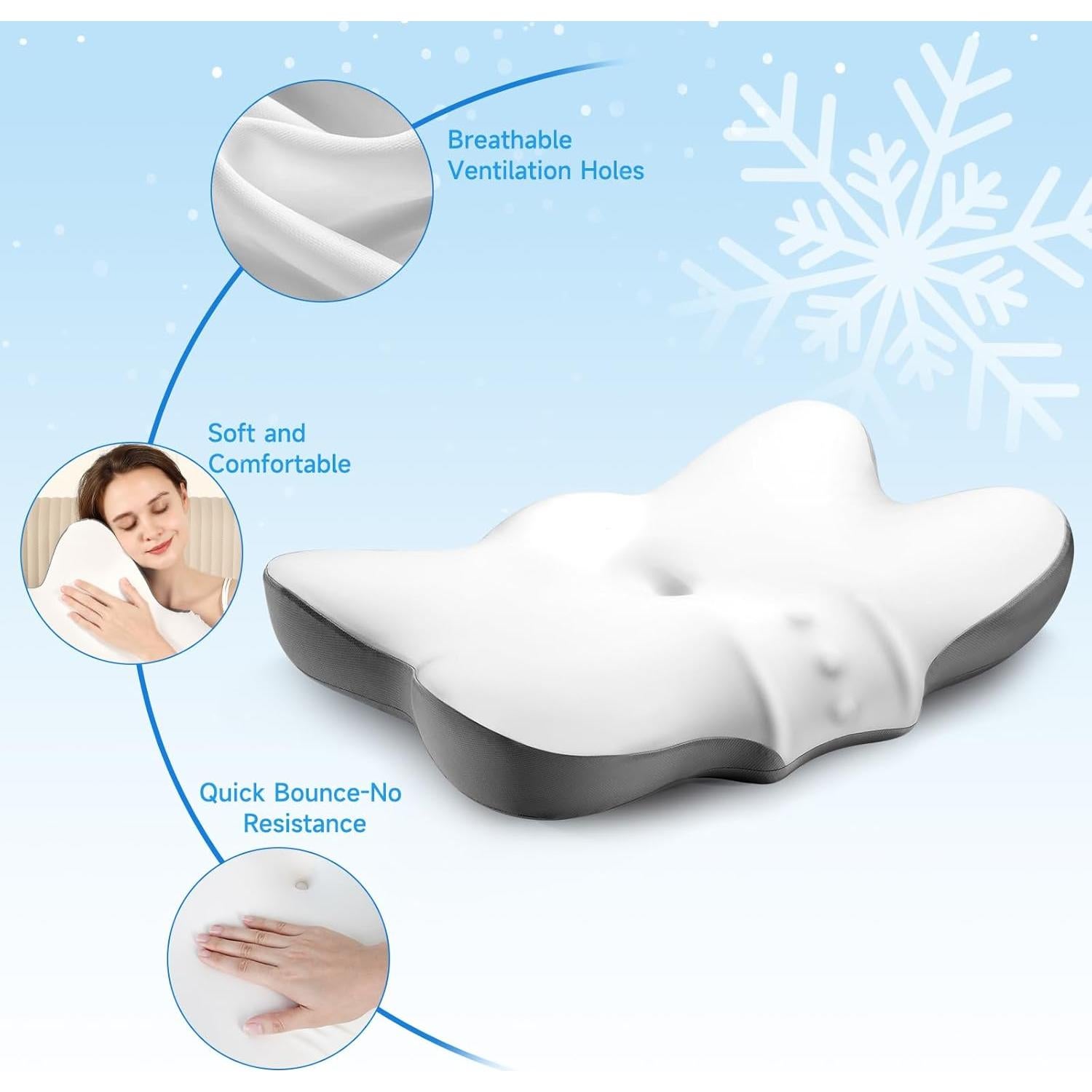 Almohada Cervical Ergonómica JIAAO Queen Espuma Viscoelástica