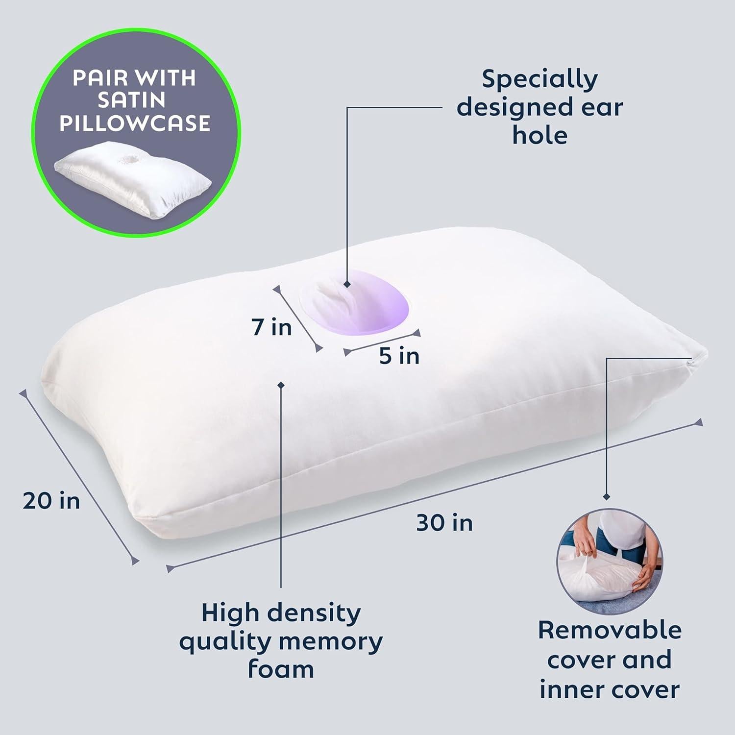 Almohada Ajustable PureComfort con Agujero para Oreja 76 cm