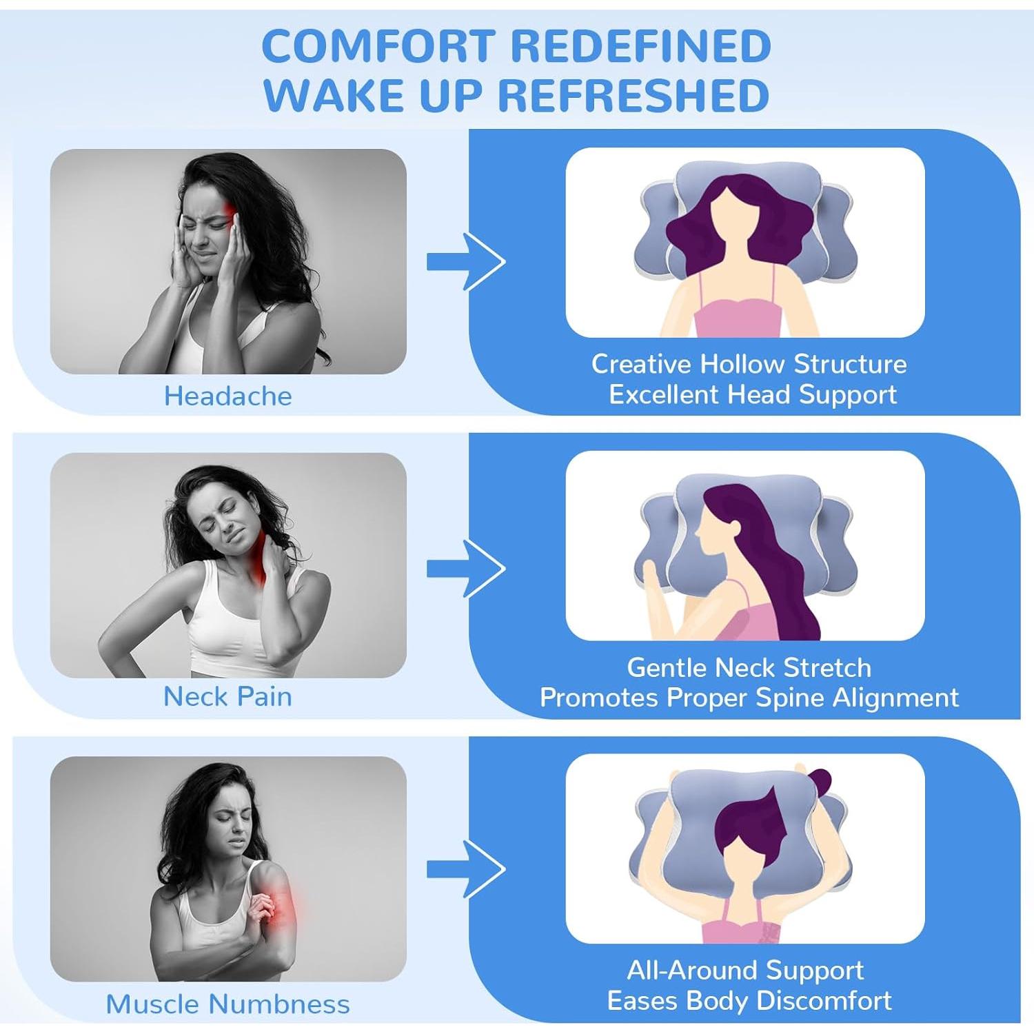 Almohada Cervical Ergonómica SHKJGS Doble Altura 62x38cm