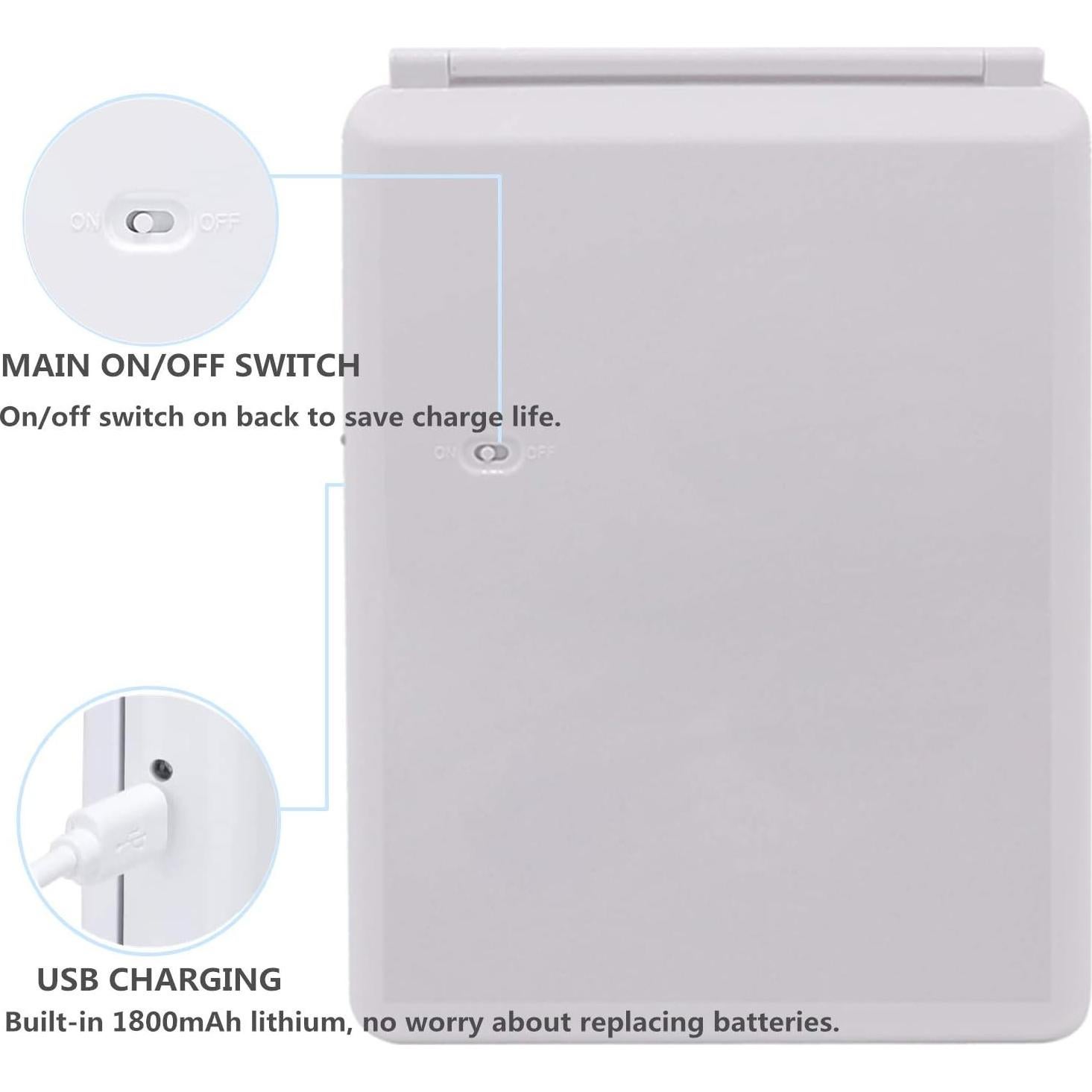 Espejo de Maquillaje Iluminado deweisn 25.5x19cm Plegable USB