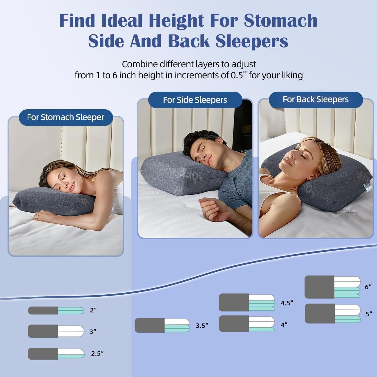 Almohada Ajustable Espuma Memoria LOFE 60x36 cm Alivio Cuello