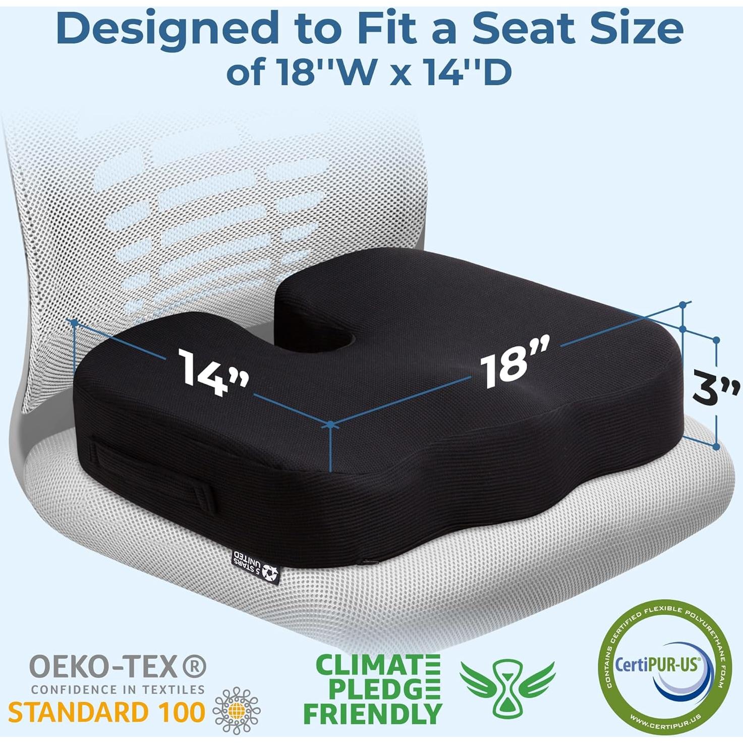 Cojín de Asiento 5 STARS UNITED Espuma Viscoelástica Negro