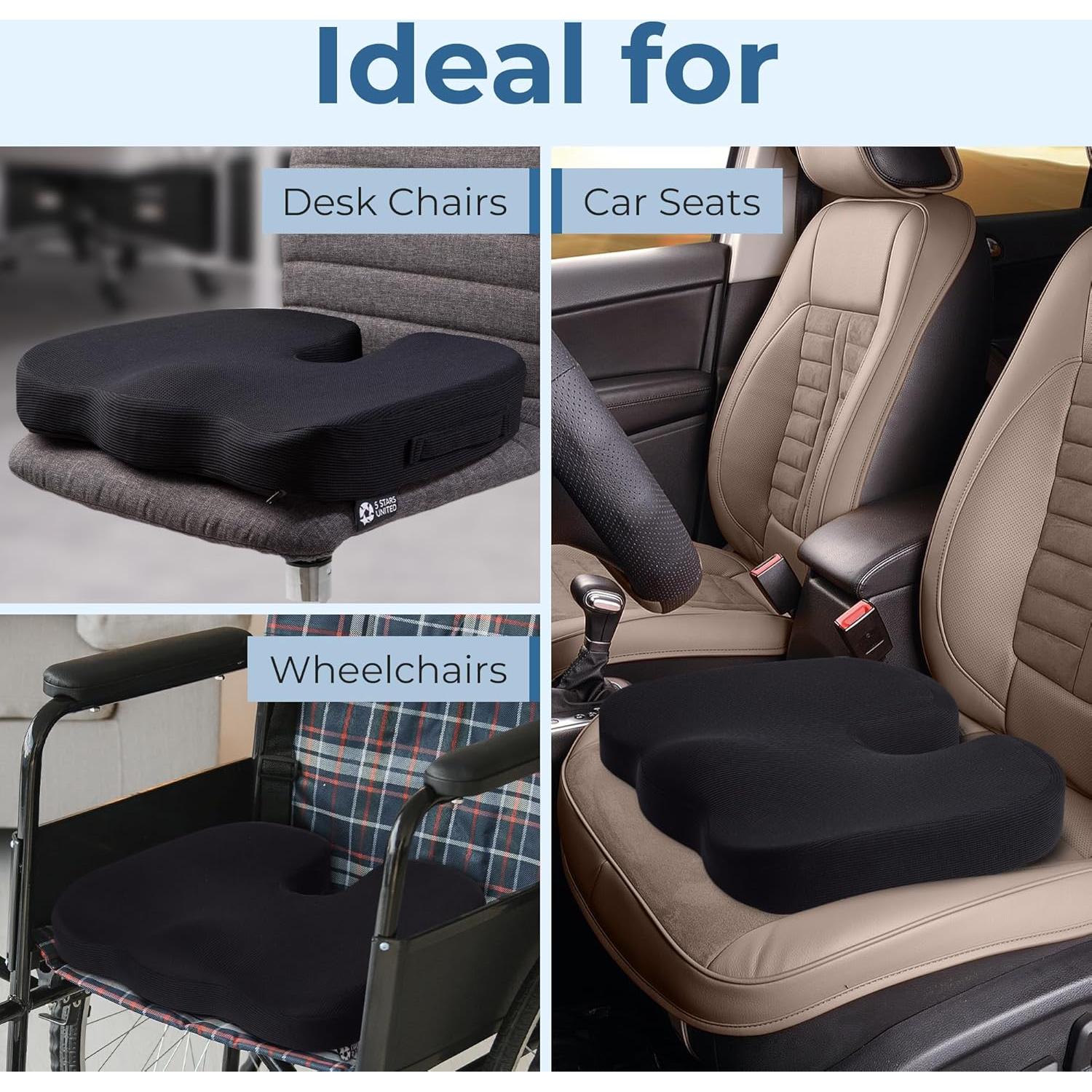 Cojín de Asiento 5 STARS UNITED Espuma Viscoelástica Negro