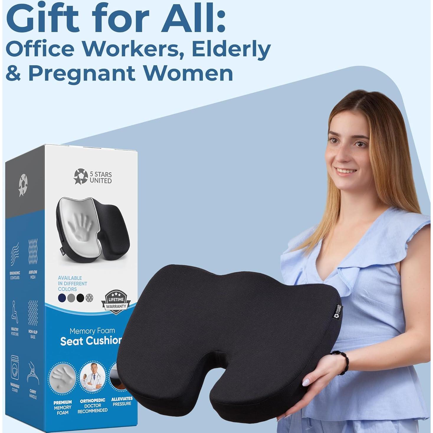 Cojín de Asiento 5 STARS UNITED Espuma Viscoelástica Negro