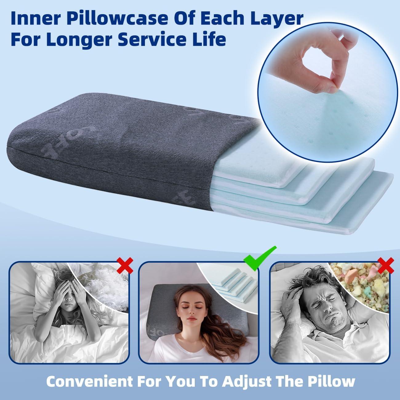 Almohada Ajustable LOFE King Espuma Memoria 4 Alturas