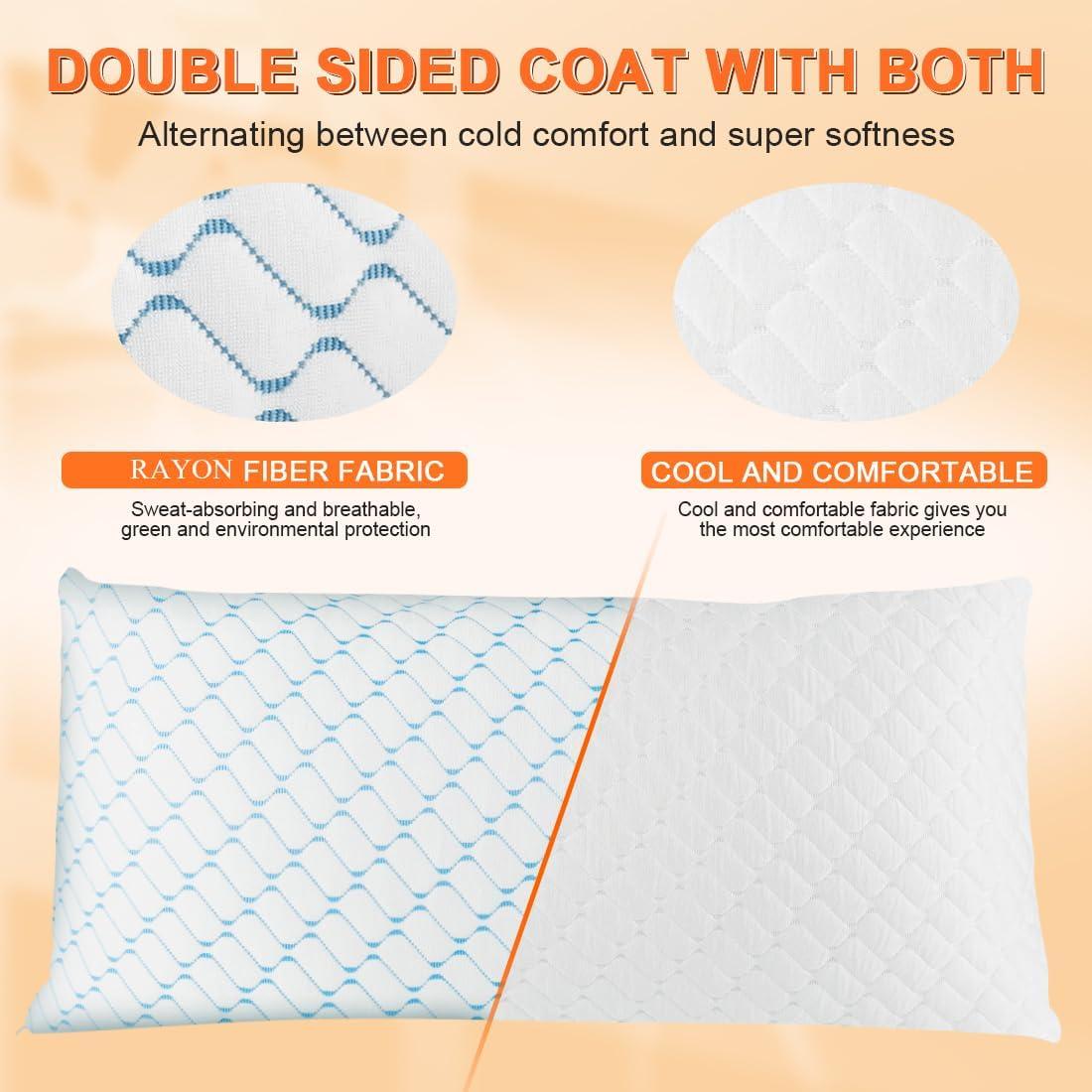 Juego de 2 almohadas VAINOC espuma viscoelástica queen ajustables