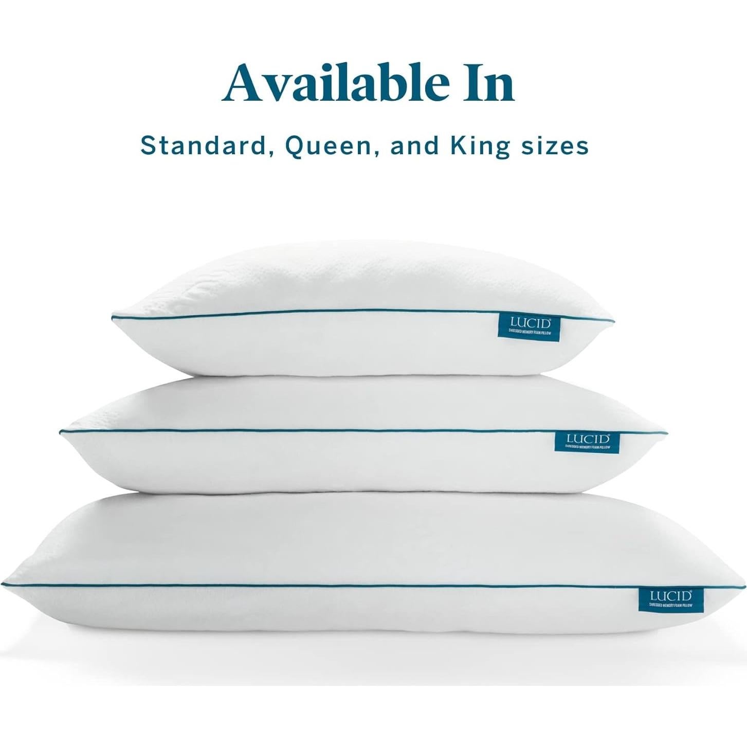 Almohadas LUCID de Espuma Viscoelástica Hipoalergénicas - Rey (2 Pzs)