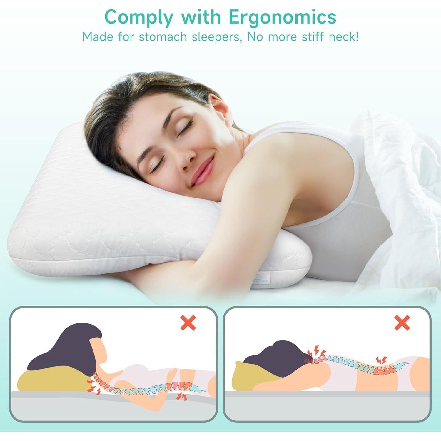 Almohada de Espuma de Memoria PlushHavenCloud Reina 26x40 cm