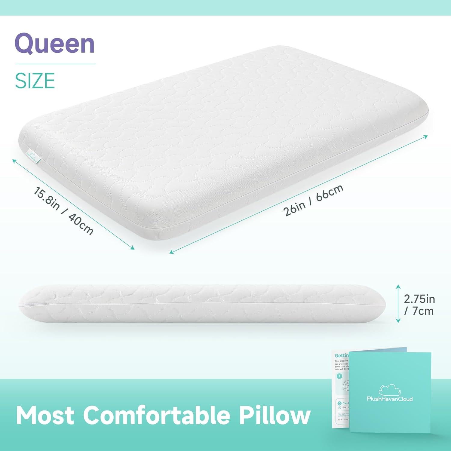 Almohada de Espuma de Memoria PlushHavenCloud Reina 26x40 cm