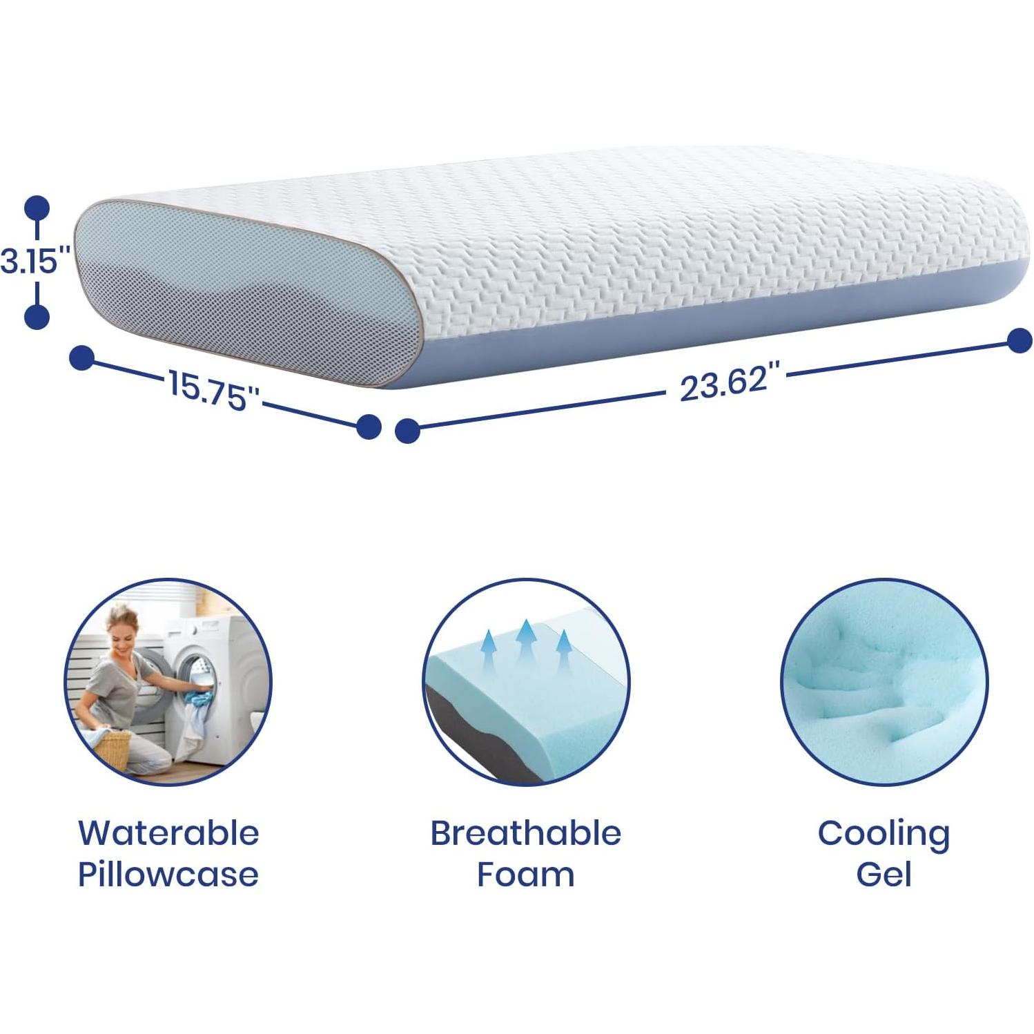 Almohada Viscoelástica Maxzzz con Gel Refrigerante 7,62 cm