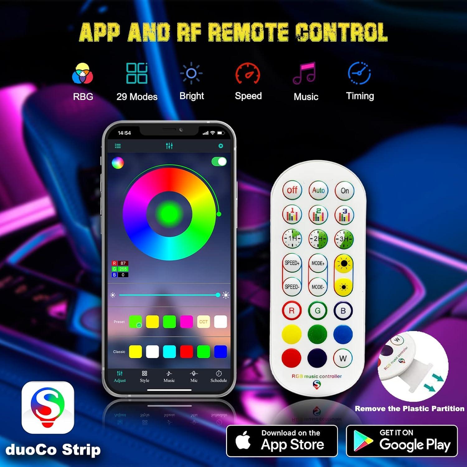 Luces LED de tira Jushope FN5 USB-5-SK RGB para coche