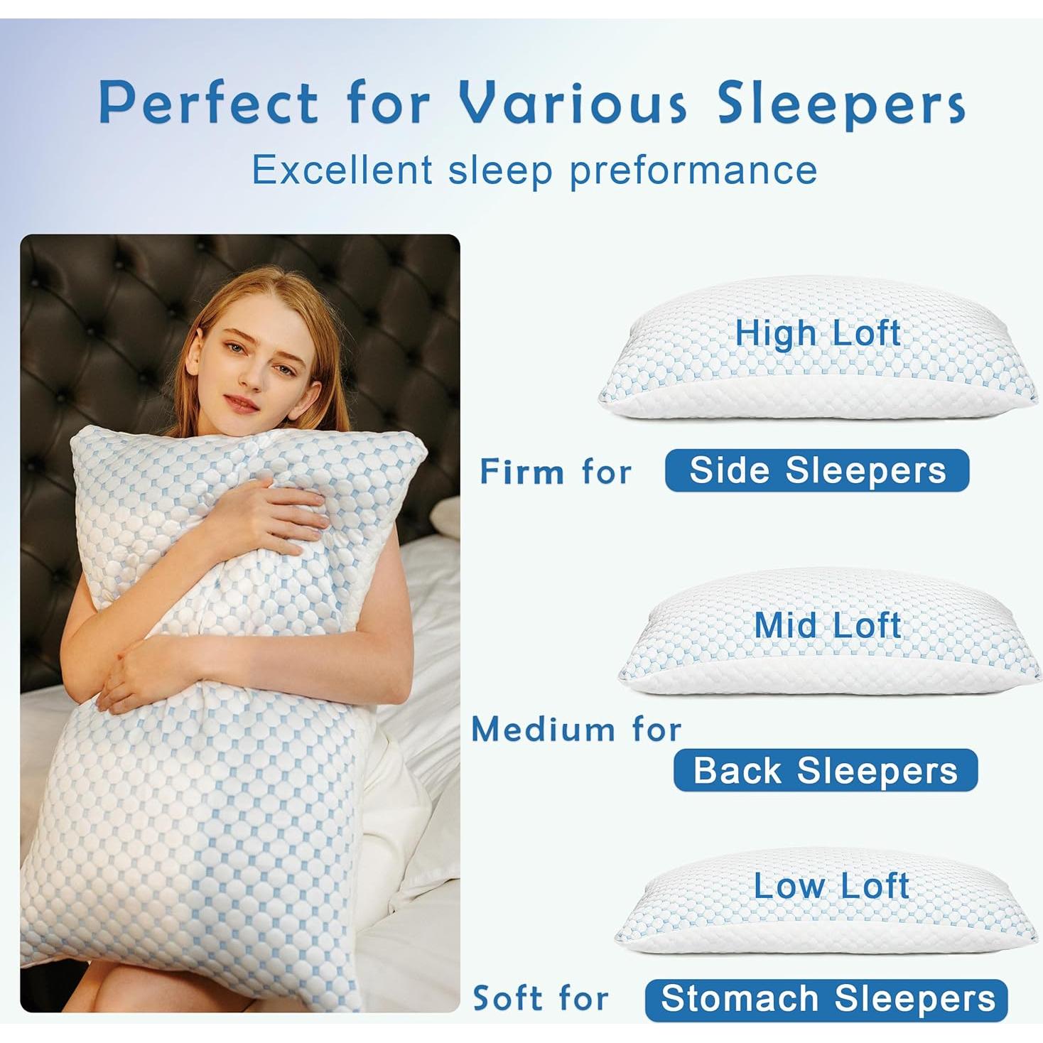 Almohada Ajustable Viscoelástica JMZANSI Queen 2 Unidades