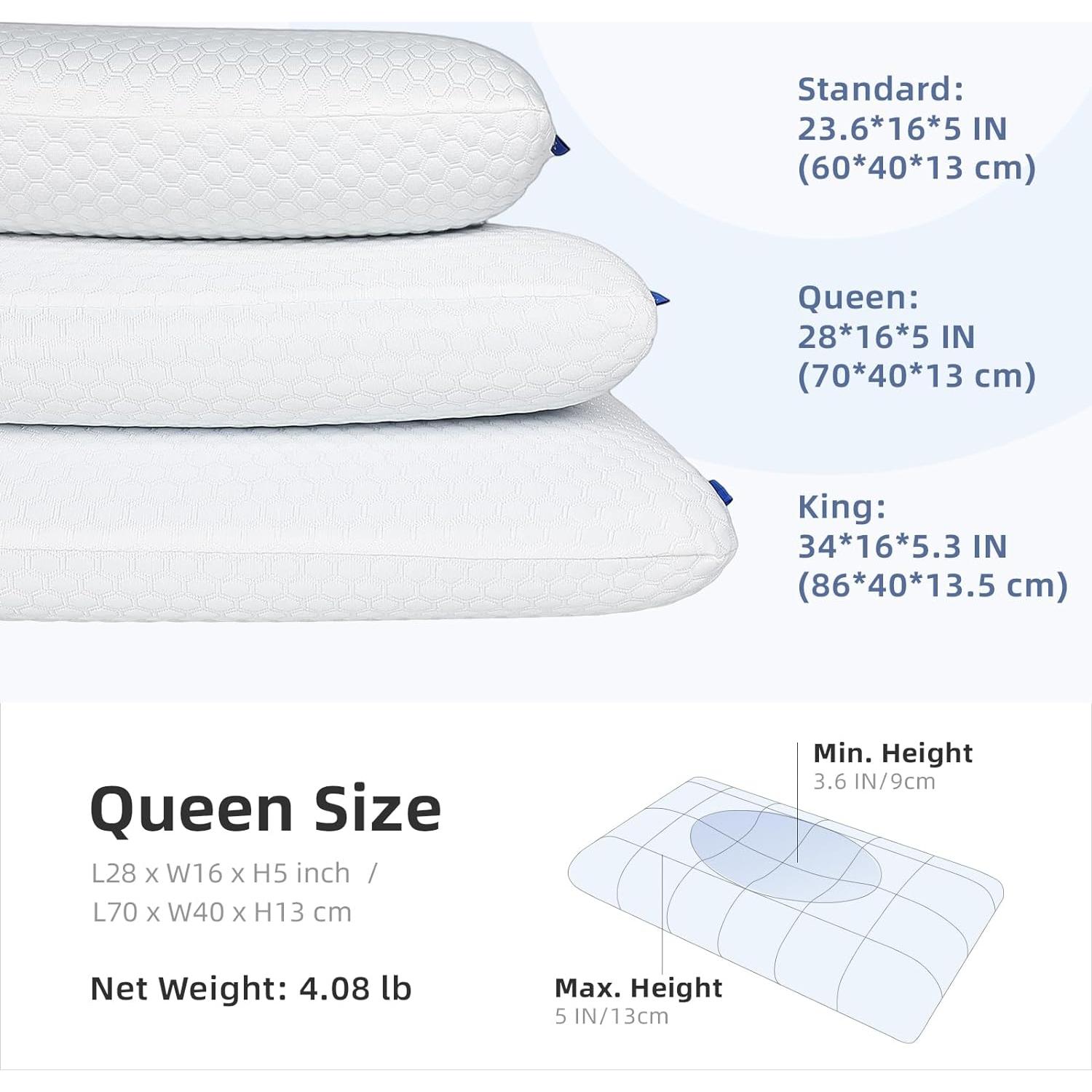 Almohadas Queen inight Espuma Viscoelástica 2 Piezas