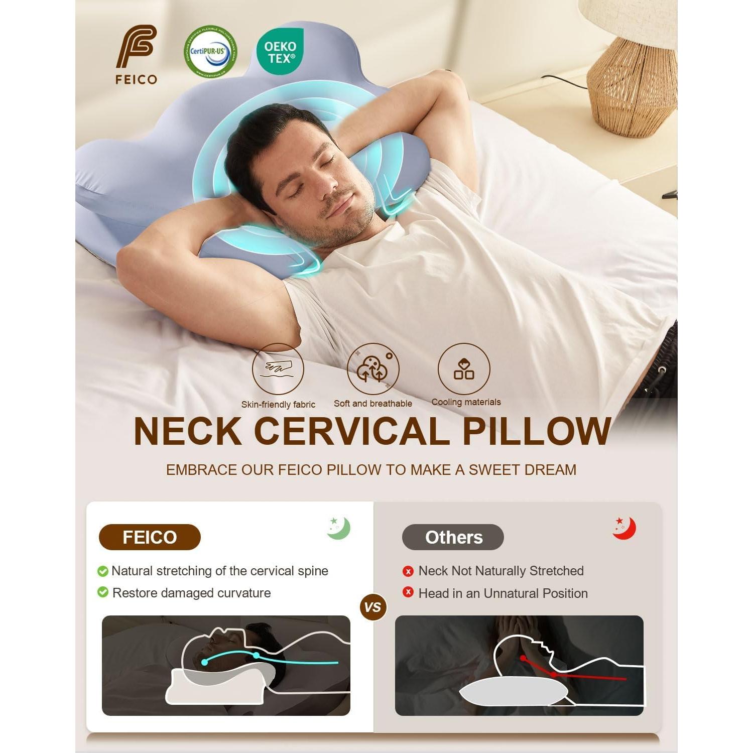 Almohada Cervical Ergonómica FEICO 61x36 cm Espuma Memoria