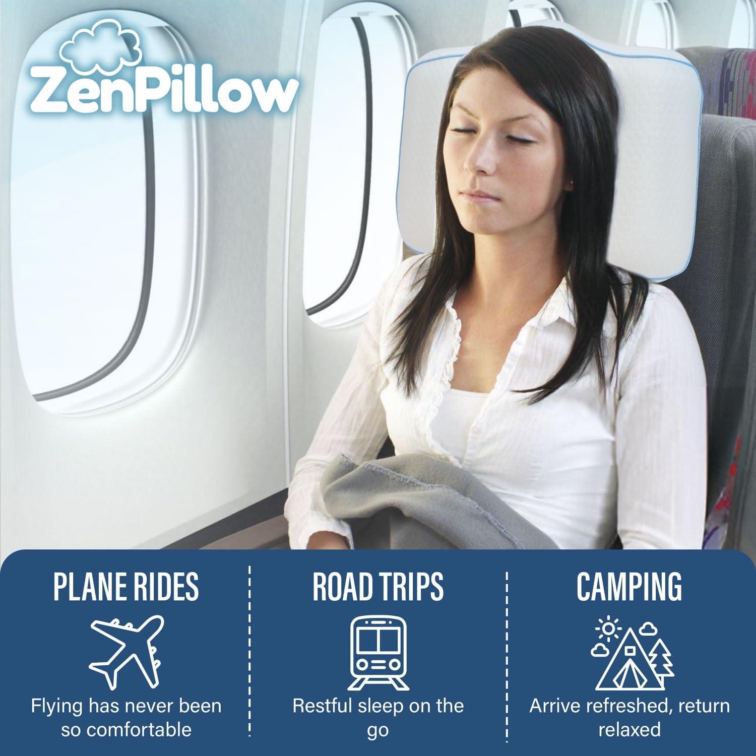 Almohada de Viaje Cervical ZenPillow - Espuma con Memoria 44x30 cm