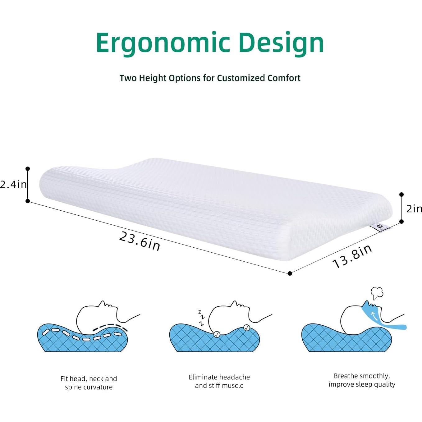 Almohada delgada de gel de memoria SUQ I OME 60x34.8 cm