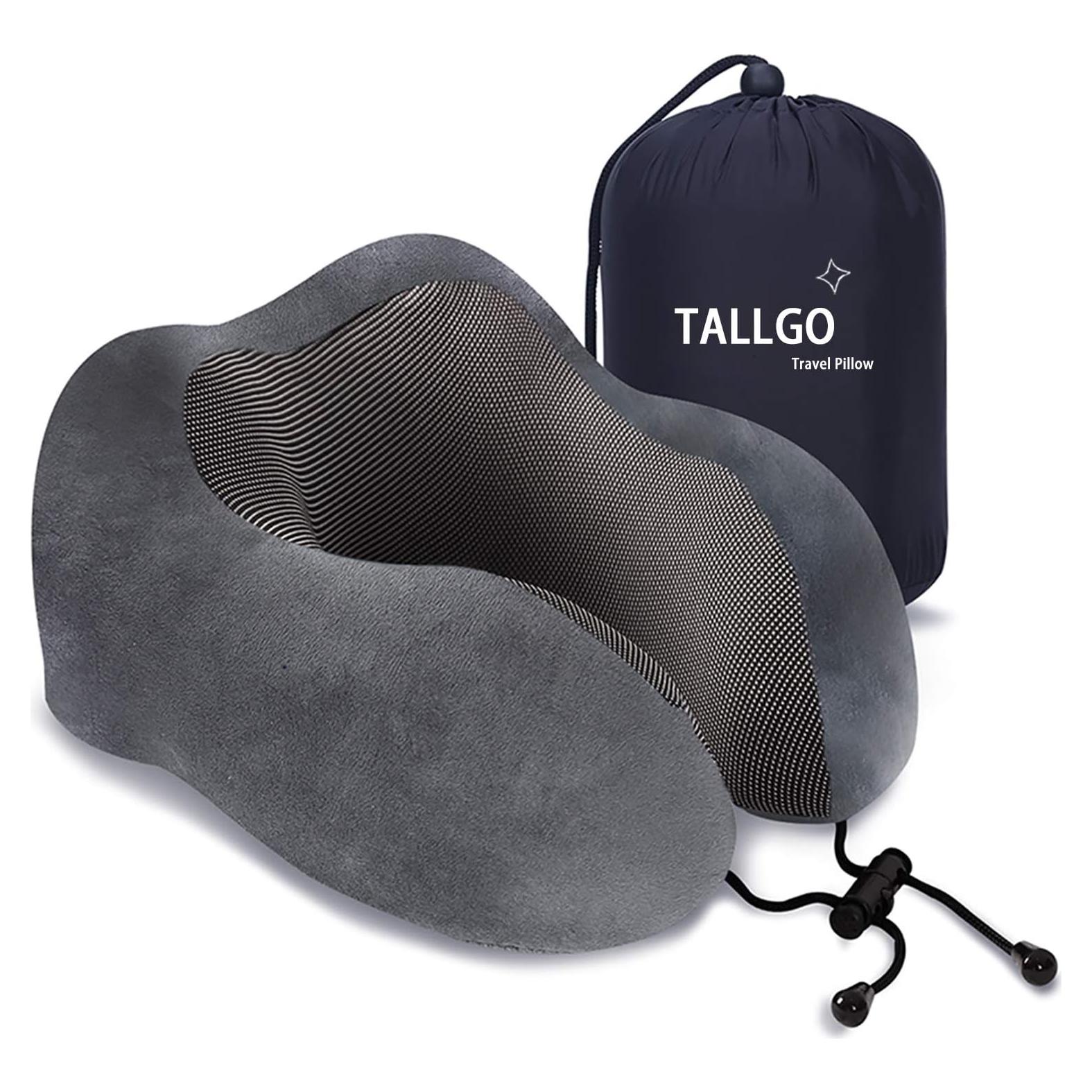 Almohada de viaje TALLGO espuma viscoelástica gris 28x25 cm