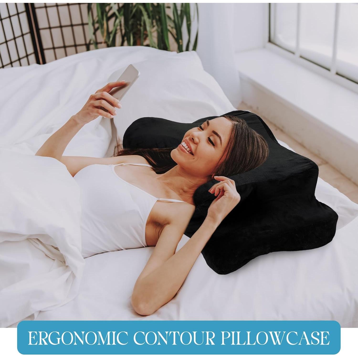 Funda de Almohada Cervical Hahafelt Negra Tamaño Queen