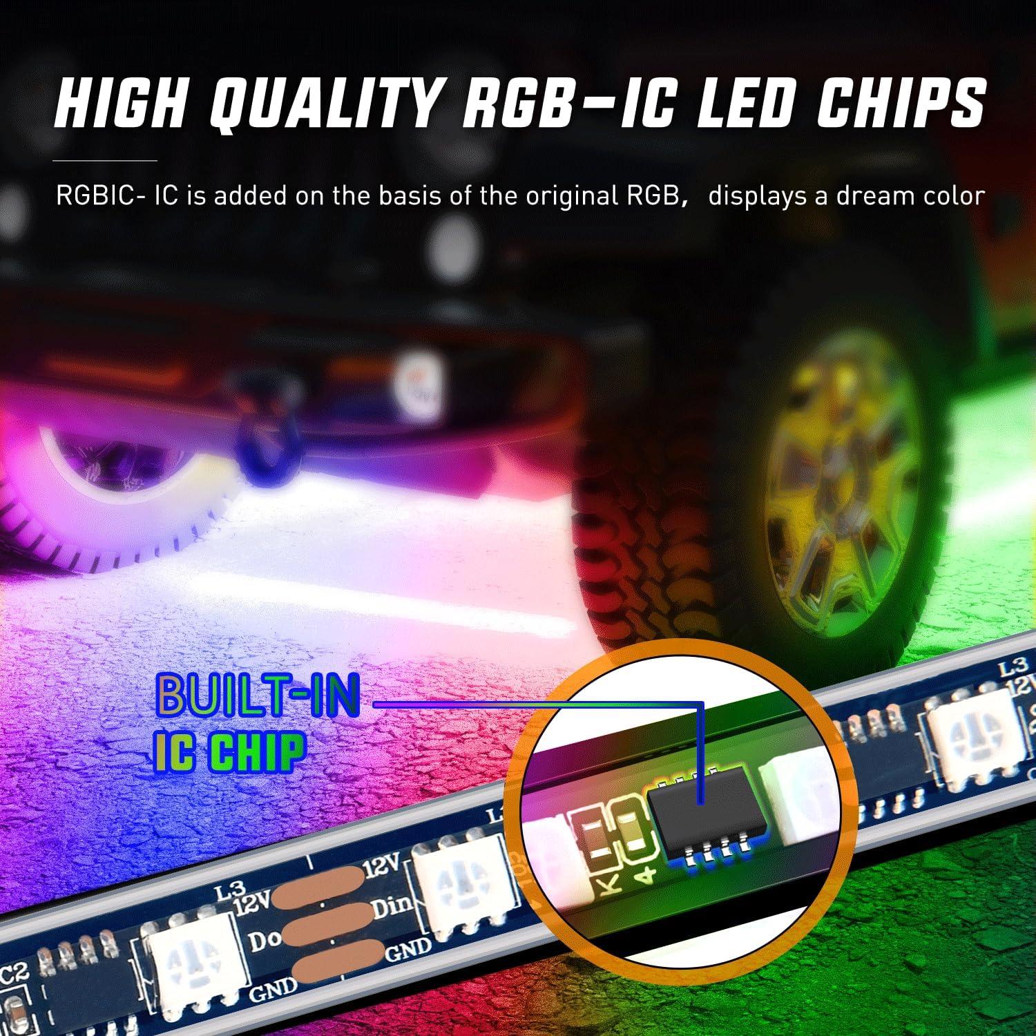 Luces de Tira LED Nilight 6Pcs RGB-IC para Coche 12V