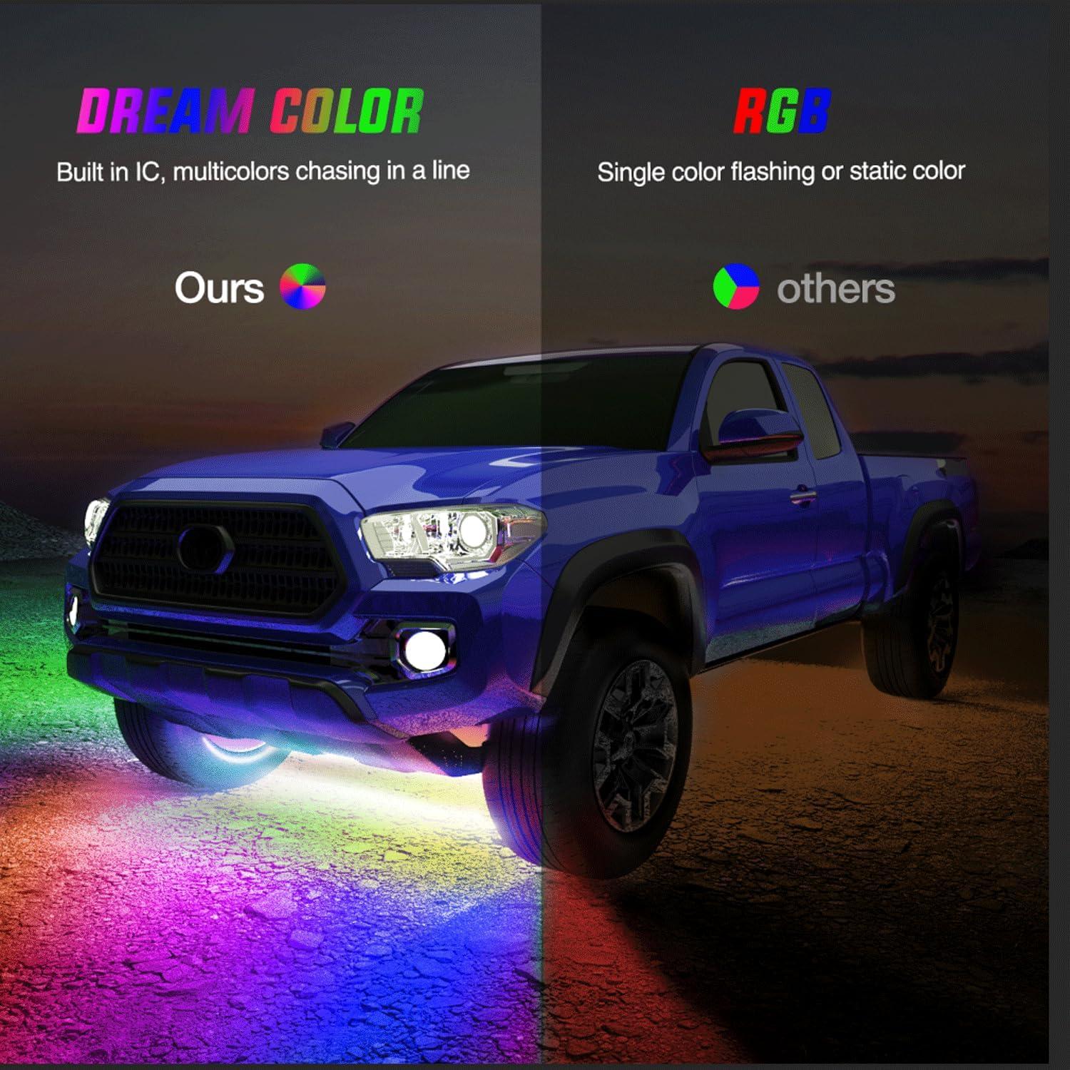 Luces de Tira LED Nilight 6Pcs RGB-IC para Coche 12V