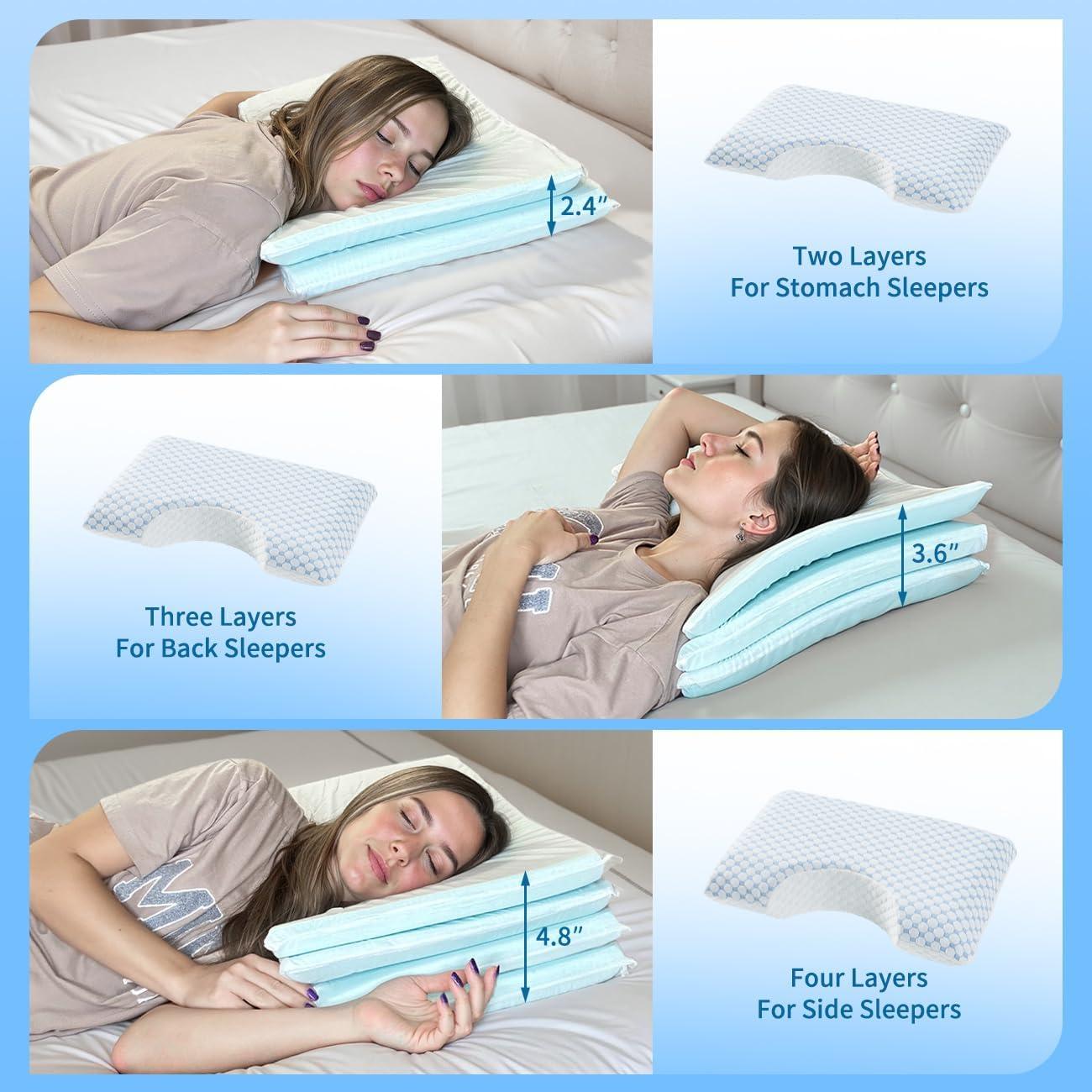 Almohada Ajustable USlixury para Dormir de Lado 60x36 cm