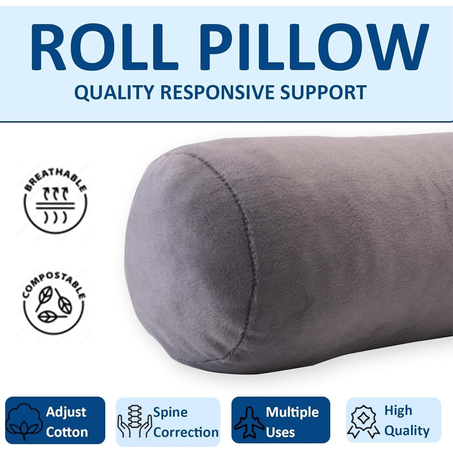 Almohada Cervical Rollo Anti Celulitis 43x10 cm Gris