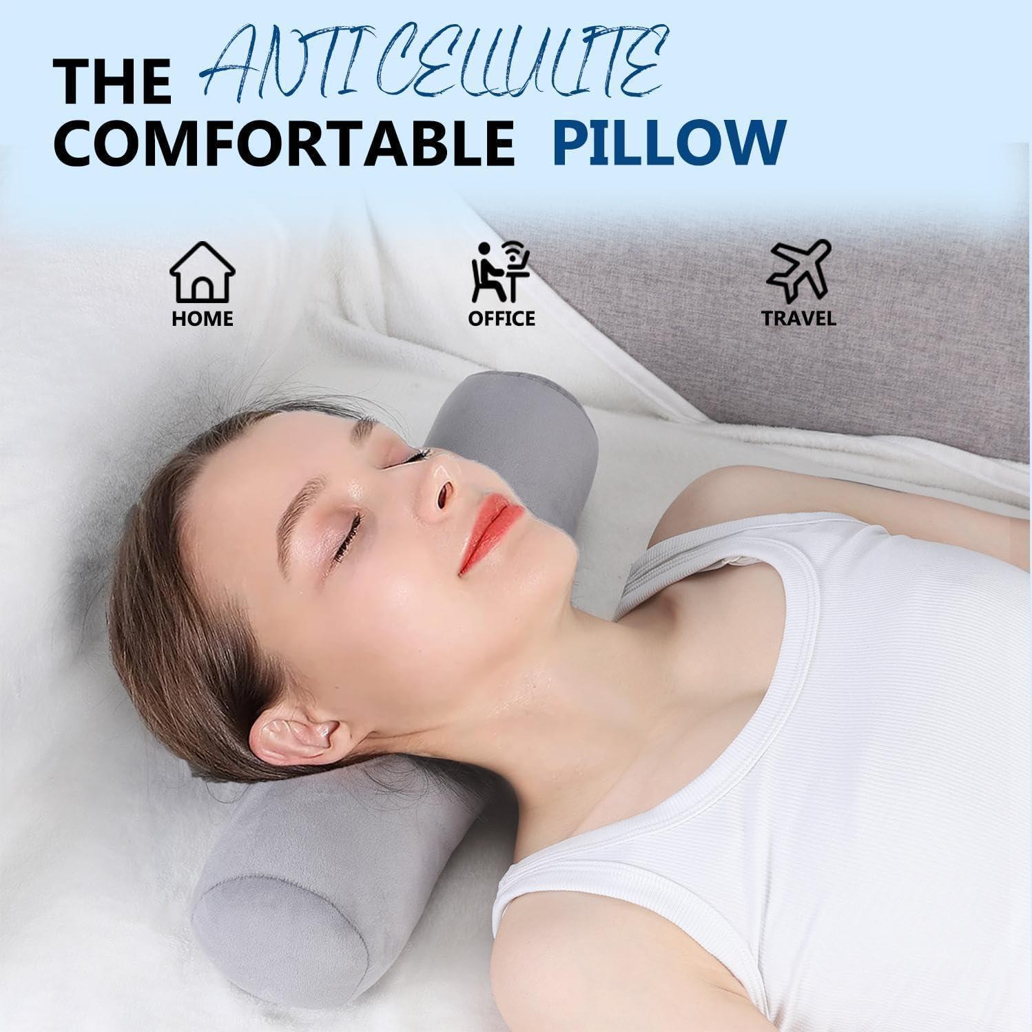 Almohada Cervical Rollo Anti Celulitis 43x10 cm Gris
