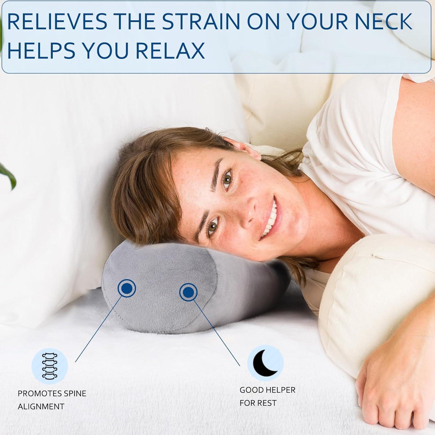 Almohada Cervical Rollo Anti Celulitis 43x10 cm Gris