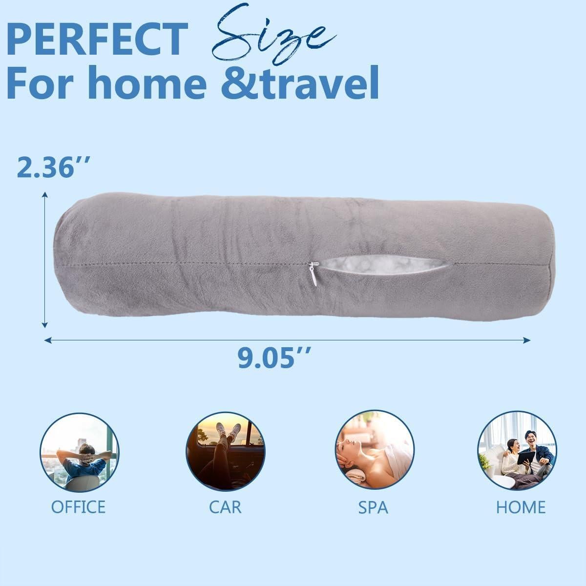 Almohada Cervical Rollo Anti Celulitis 43x10 cm Gris