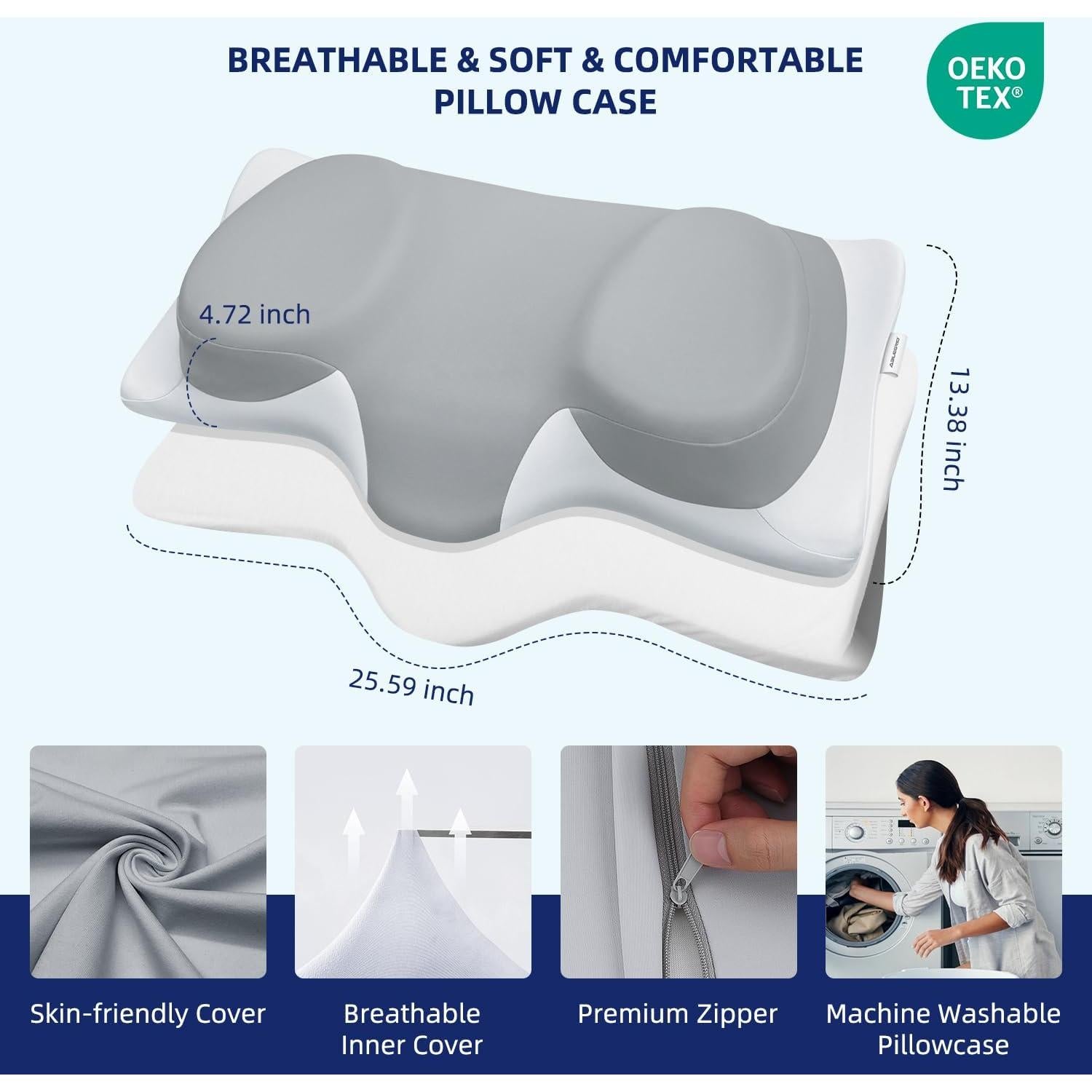 Almohada Cervical Ergonómica ABLEGRID con Gel Refrigerante