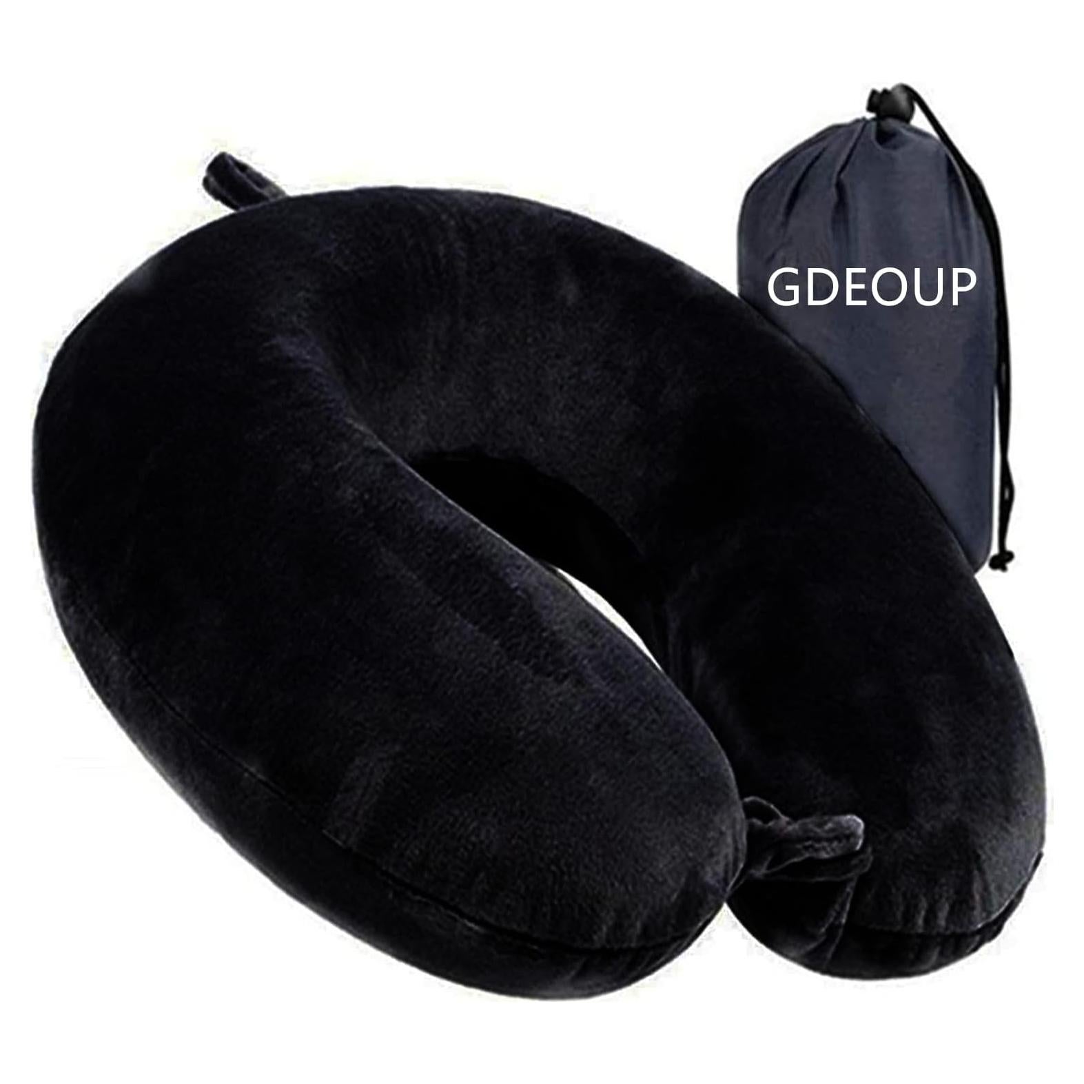 Almohada de Viaje GDEOUP Espuma Viscoelástica Negra 30x30 cm
