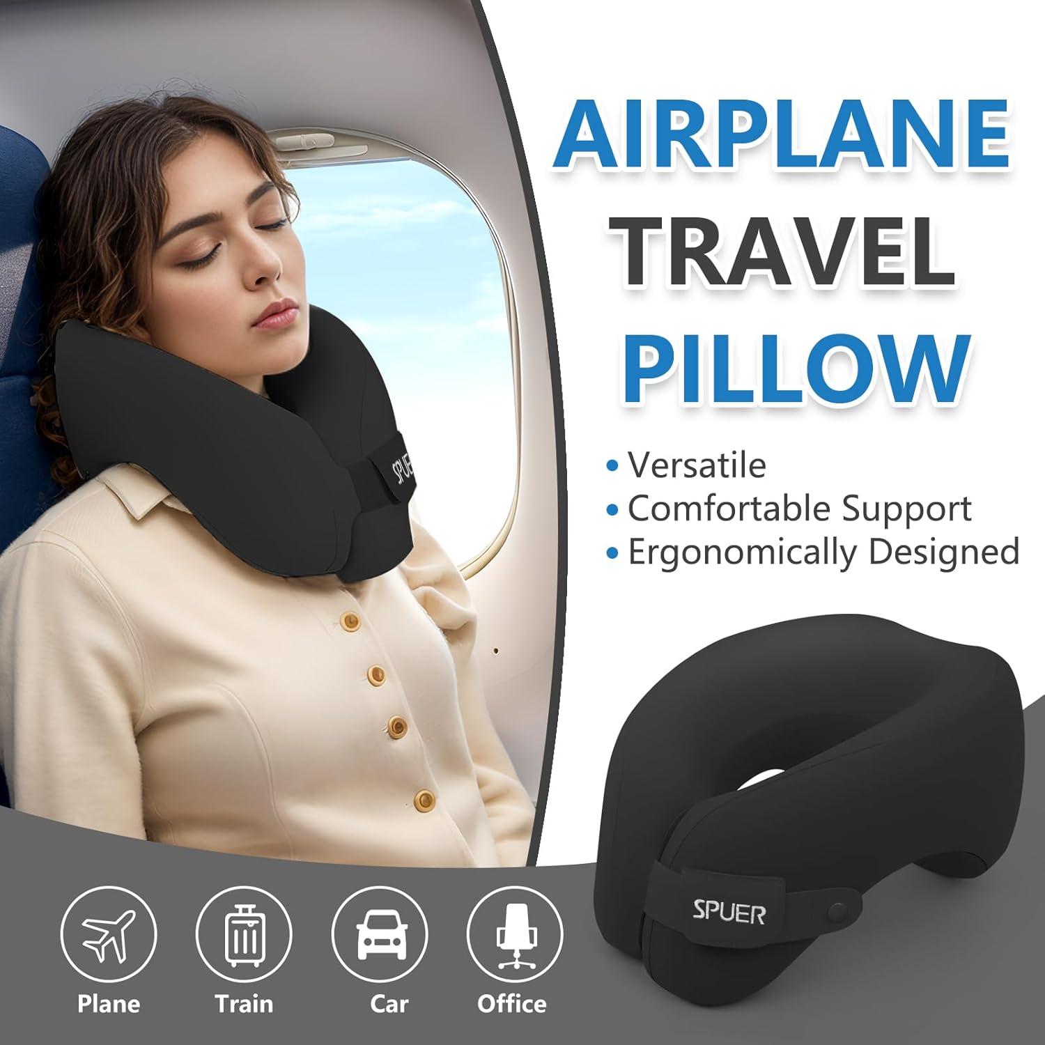 Almohada de Viaje Ergonómica SPUER con Espuma Memoria Negra