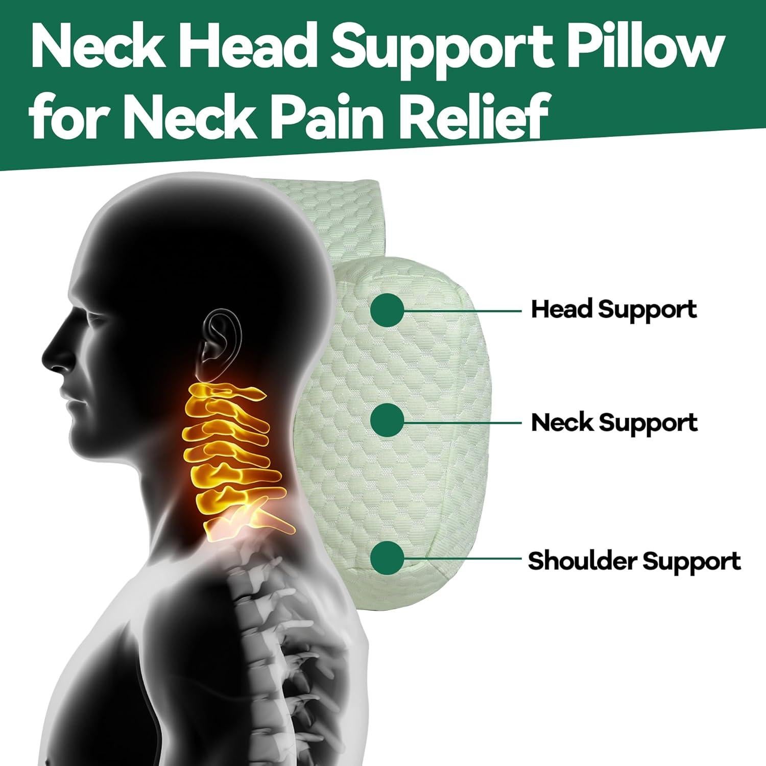 Almohada para Cuello MABOZOO Reclinable Verde 20x35cm