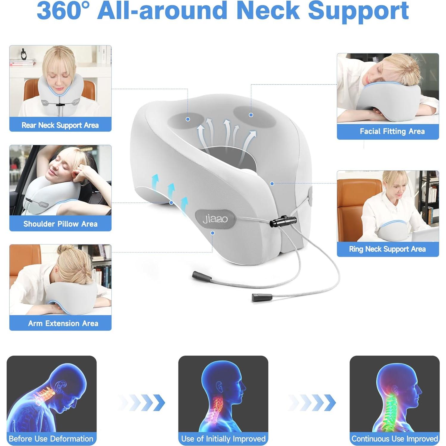 Almohada de Cuello de Viaje Jiaao Espuma Viscoelástica 24x30cm