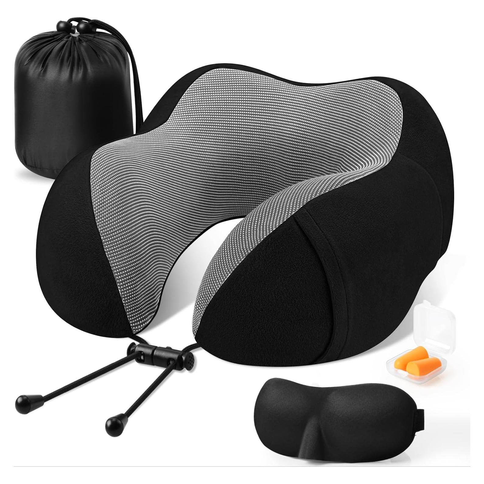 Almohada de Viaje CloudBliss Espuma Viscoelástica Negra
