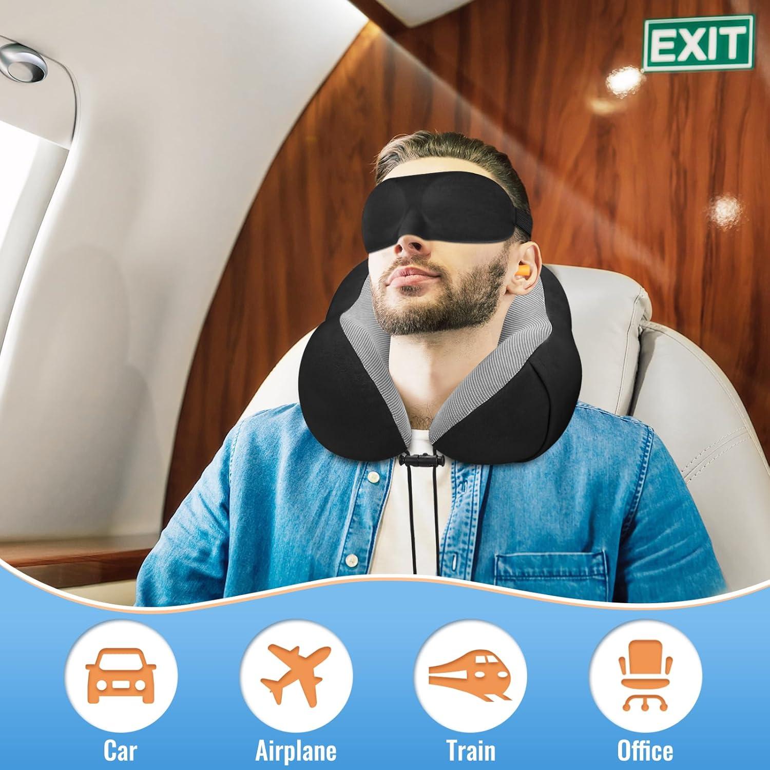 Almohada de Viaje CloudBliss Espuma Viscoelástica Negra