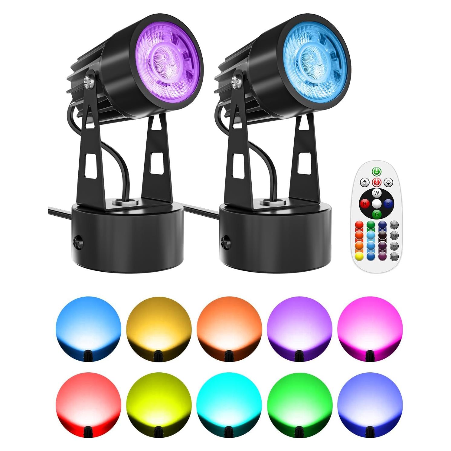 Luces Spot LED DOREIO 3W RGB Interior 2 Paquete con Base
