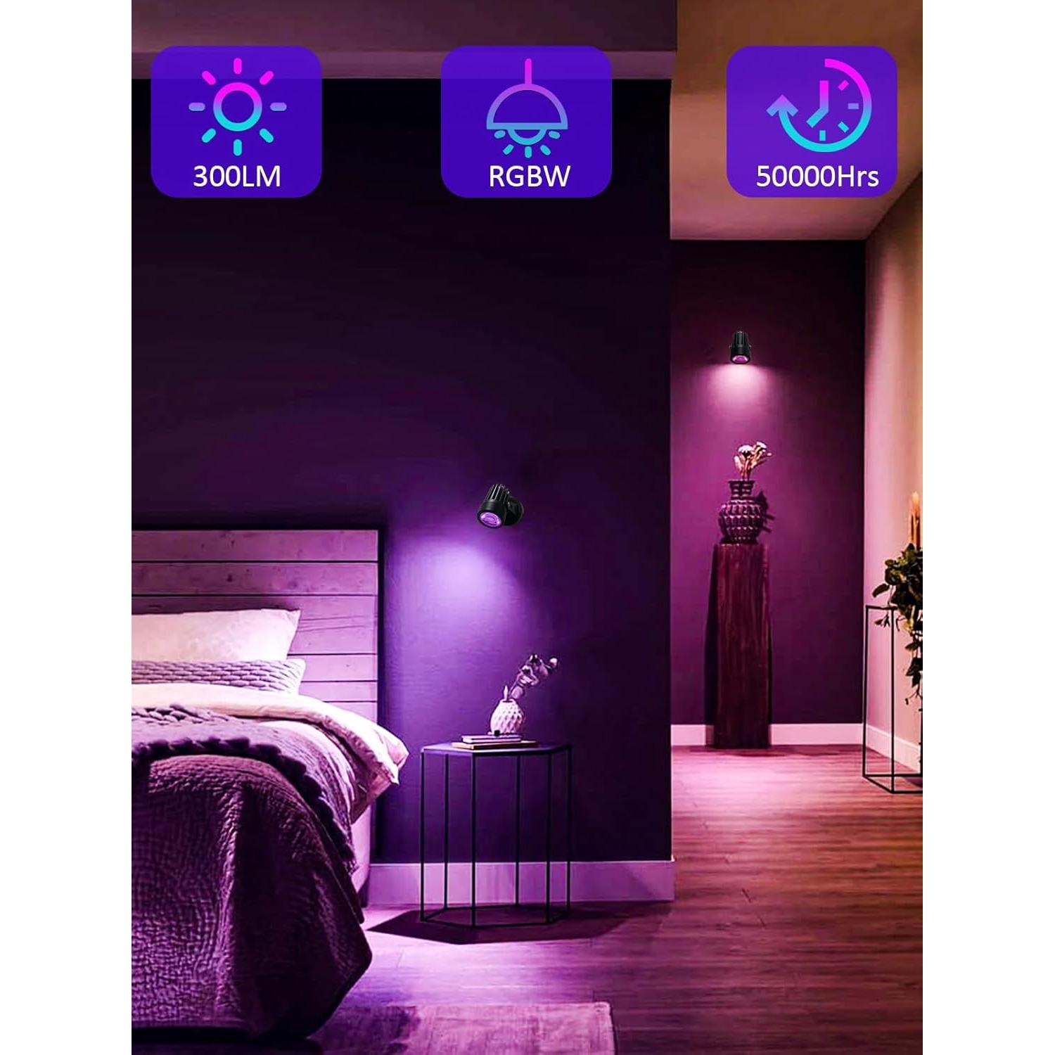 Luces Spot LED DOREIO 3W RGB Interior 2 Paquete con Base