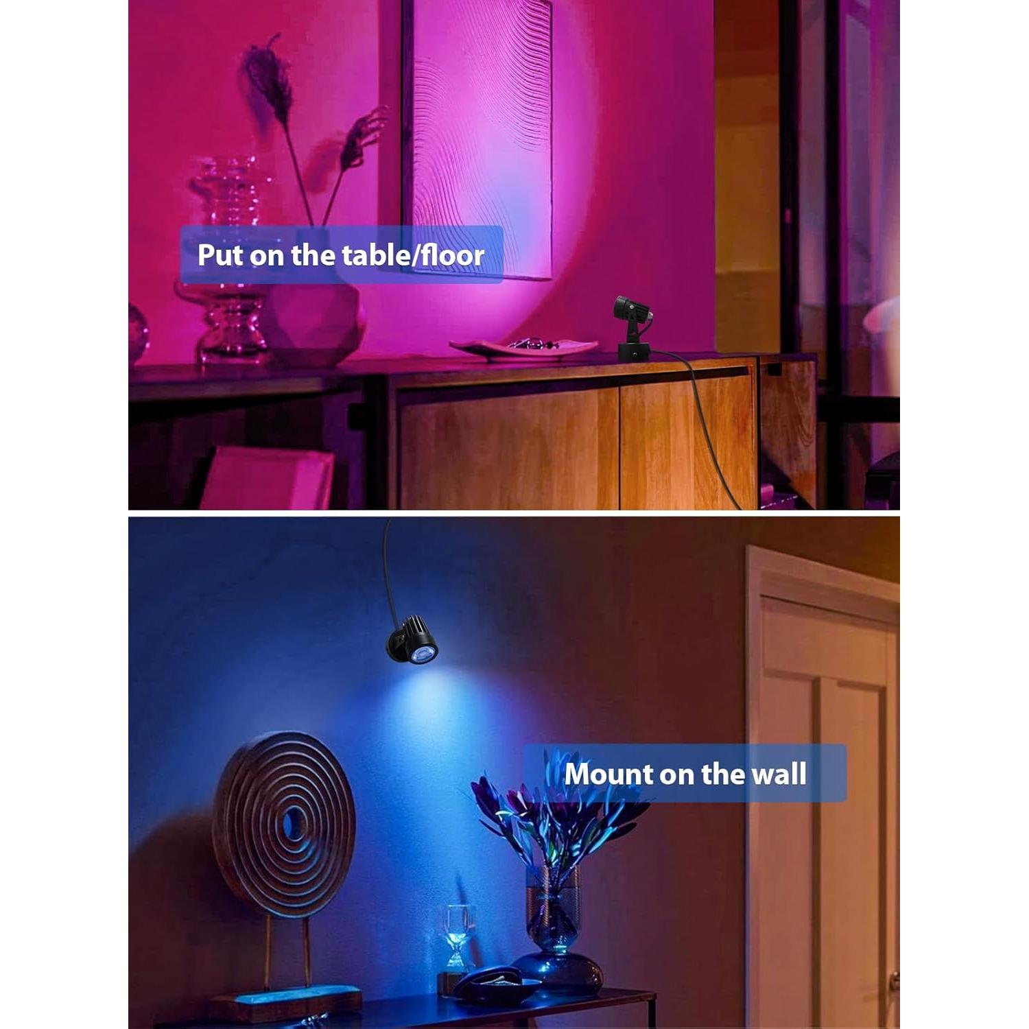 Luces Spot LED DOREIO 3W RGB Interior 2 Paquete con Base