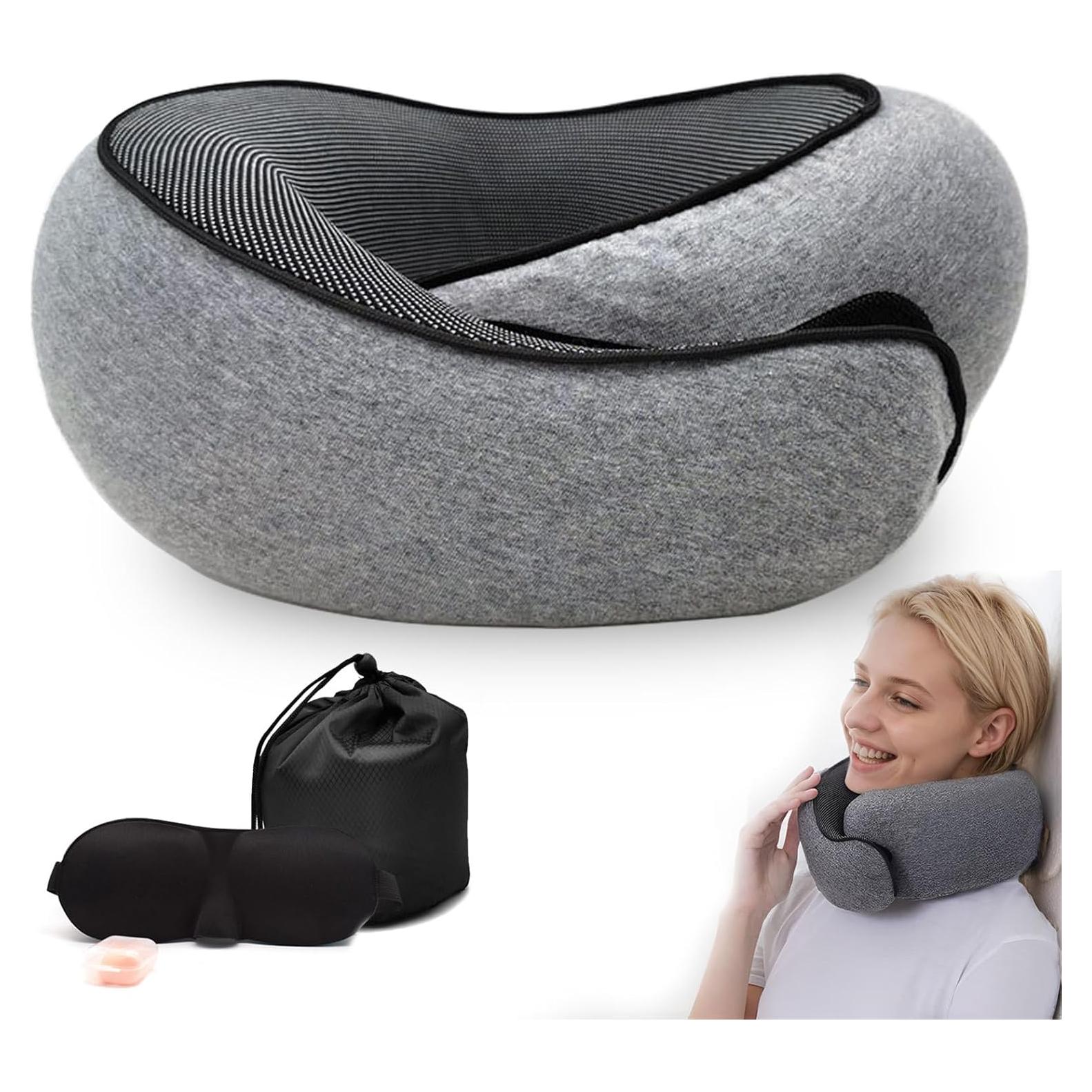 Almohada de Cuello de Viaje Fangool Espuma Viscoelástica Gris