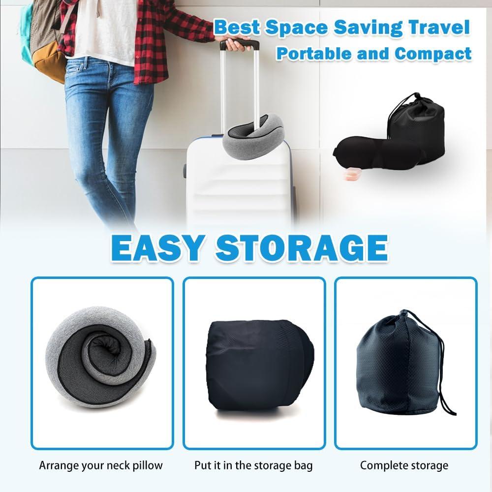 Almohada de Cuello de Viaje Fangool Espuma Viscoelástica Gris