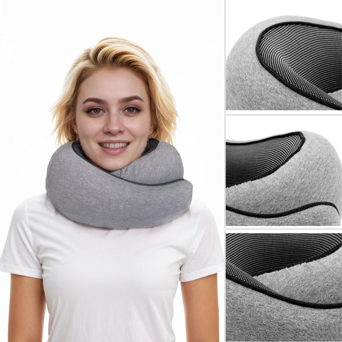 Almohada de Cuello de Viaje Fangool Espuma Viscoelástica Gris