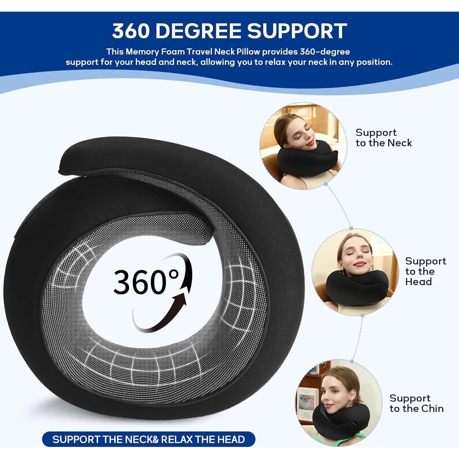 Almohada de Cuello Badink Ergonómica Espuma Viscoelástica Negra