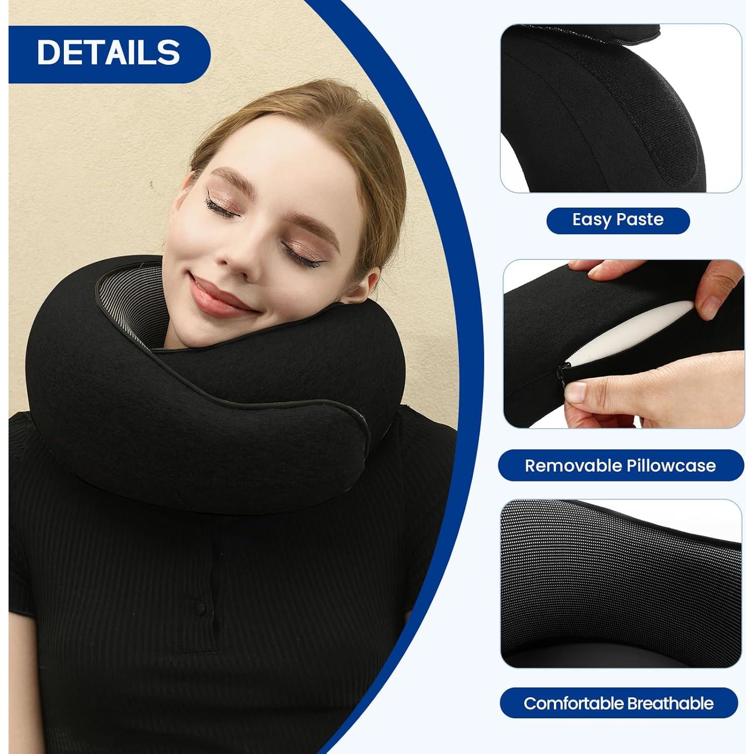 Almohada de Cuello Badink Ergonómica Espuma Viscoelástica Negra