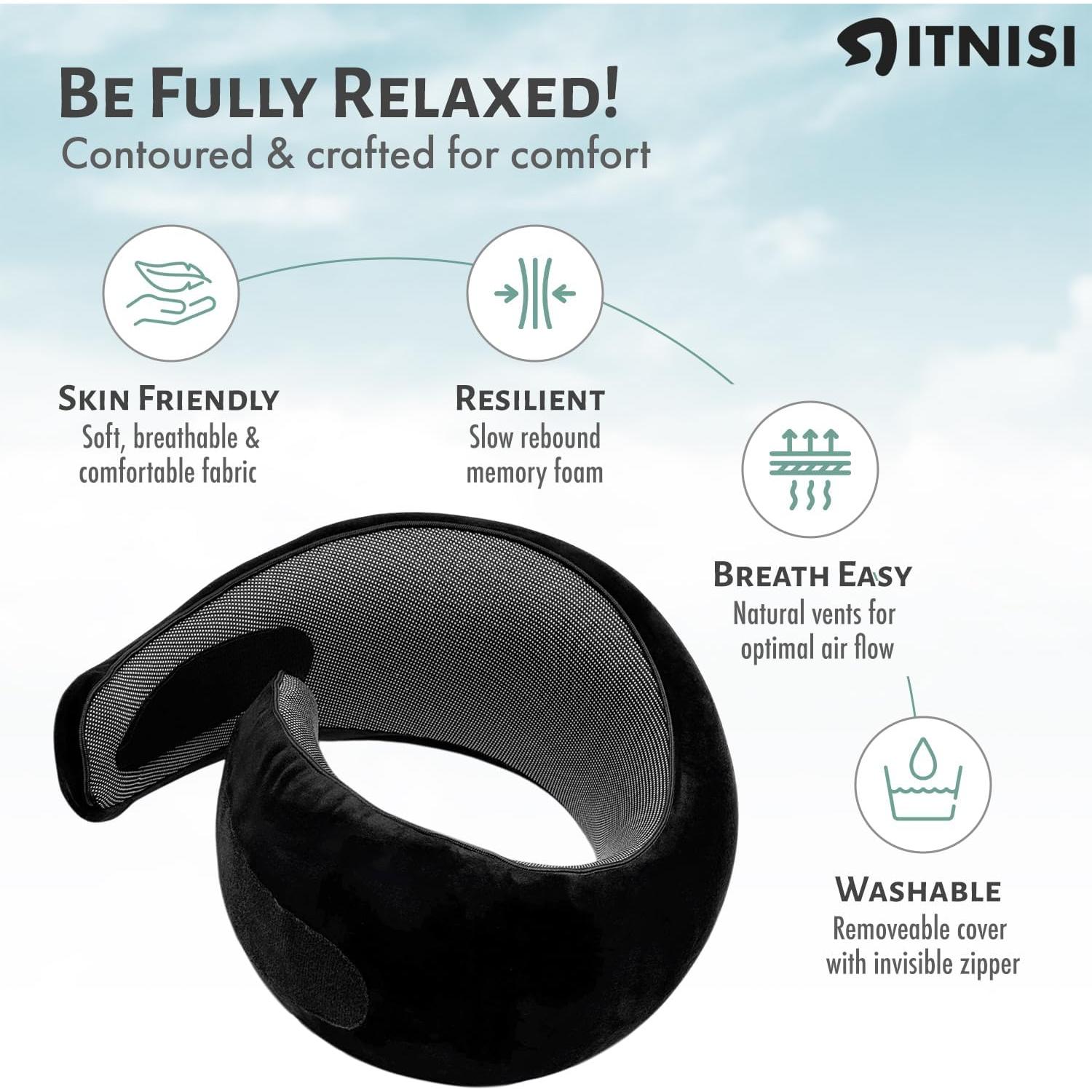 Almohada de Viaje Itnisi Espuma Viscoelástica Ajustable